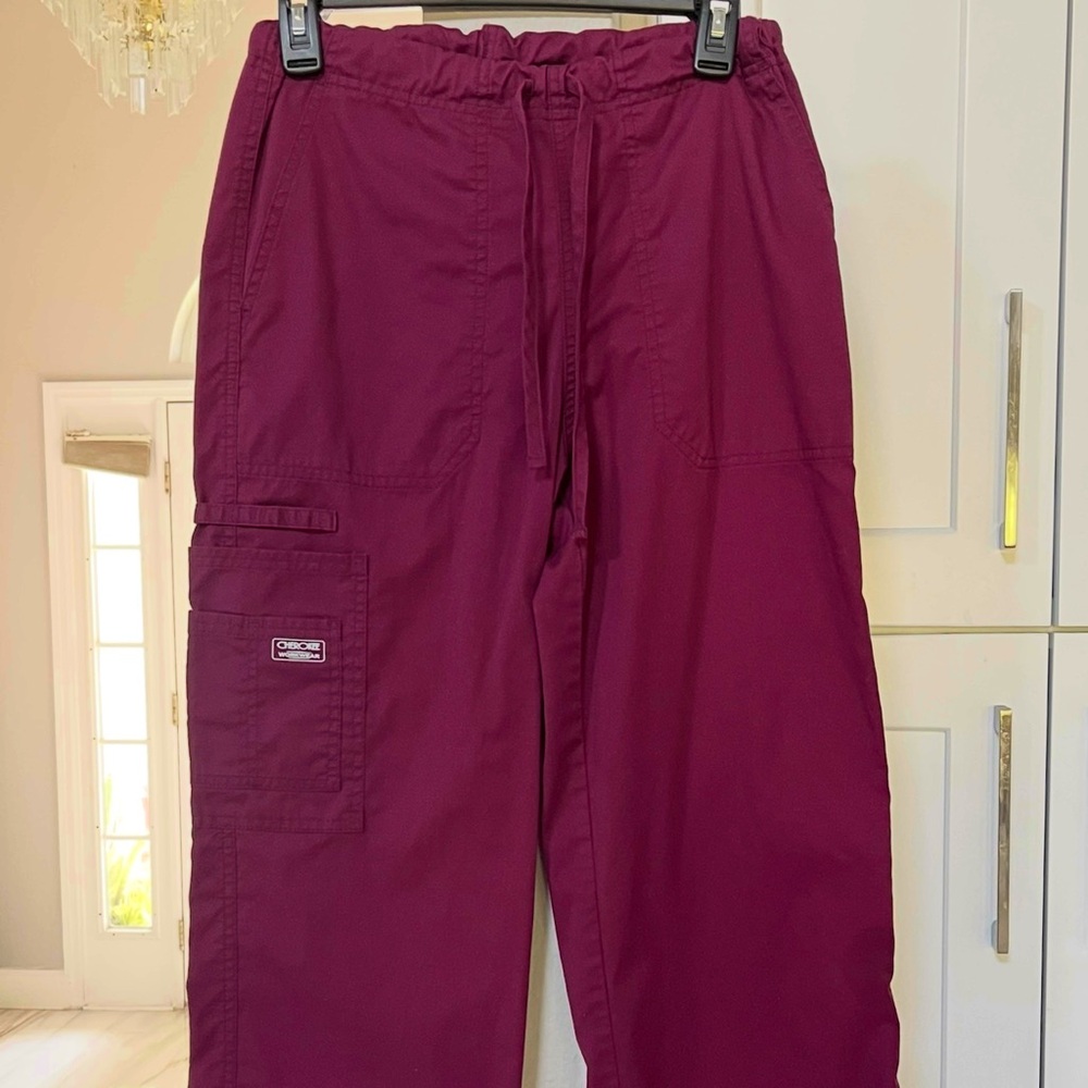 Unisex Drawstring Cargo Scrub Pants